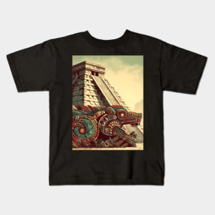 Mystical Echoes: Maya Art Revived in Vibrant Illustrations Kids T-Shirt